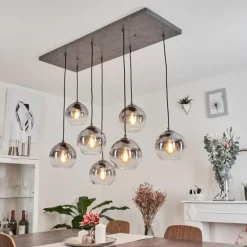 Suspension Verre Fumé-hofstein Suspension Leissigen Argent Oxydé, 7 lumières