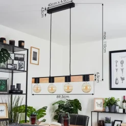 Lampes Vintages & Rétros-hofstein Suspension Lemou Noir, 4 lumières