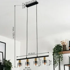 hofstein Suspension Leteque Noir, 4 lumières