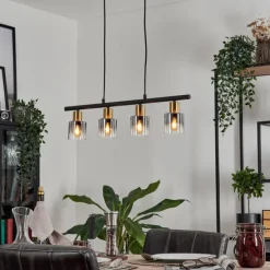 hofstein Suspension Leteque Noir, 4 lumières