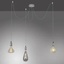 Lampes Industrielles-Luminaires Leuchten Direkt Suspension Leuchten Direkt DIY Acier inoxydable, 3 lumières