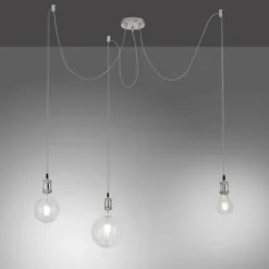 Lampes Industrielles-Luminaires Leuchten Direkt Suspension Leuchten Direkt DIY Acier inoxydable, 3 lumières