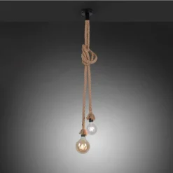 Style Boho-Chic-Luminaires Leuchten Direkt Suspension Leuchten Direkt ROPE Brun, Noir, 2 lumières