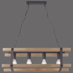 Luminaires Rustiques-Luminaires Leuchten Direkt Suspension Leuchten Direkt EDITH Bois clair, 4 lumières