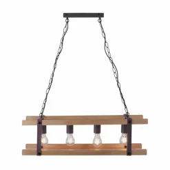 Luminaires Rustiques-Luminaires Leuchten Direkt Suspension Leuchten Direkt EDITH Bois clair, 4 lumières