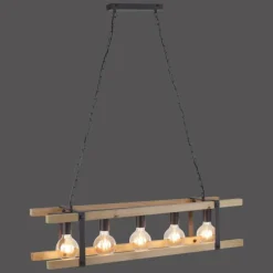 Lampes Industrielles-Luminaires Leuchten Direkt Suspension Leuchten Direkt EDITH Bois clair, 5 lumières