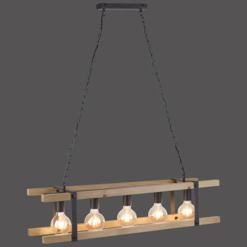 Lampes Industrielles-Luminaires Leuchten Direkt Suspension Leuchten Direkt EDITH Bois clair, 5 lumières