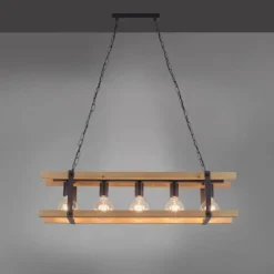 Lampes Industrielles-Luminaires Leuchten Direkt Suspension Leuchten Direkt EDITH Bois clair, 5 lumières