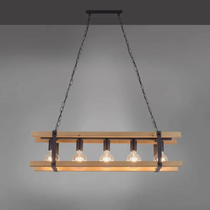 Lampes Industrielles-Luminaires Leuchten Direkt Suspension Leuchten Direkt EDITH Bois clair, 5 lumières