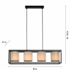 Lampes En Tissu-Luminaires Leuchten Direkt Suspension Leuchten Direkt RAVEN Noir, 4 lumières