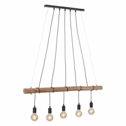 Lampes En Bois-Luminaires Leuchten Direkt Suspension Leuchten-Direkt DAMIAN Noir, 5 lumières