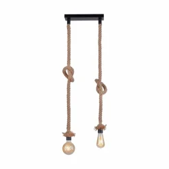 Luminaires Scandinaves-Luminaires Leuchten Direkt Suspension Leuchten-Direkt ROPE Brun, Noir, 2 lumières
