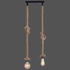 Luminaires Scandinaves-Luminaires Leuchten Direkt Suspension Leuchten-Direkt ROPE Brun, Noir, 2 lumières