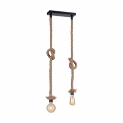 Luminaires Scandinaves-Luminaires Leuchten Direkt Suspension Leuchten-Direkt ROPE Brun, Noir, 2 lumières