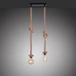 Luminaires Scandinaves-Luminaires Leuchten Direkt Suspension Leuchten-Direkt ROPE Brun, Noir, 2 lumières