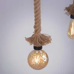 Luminaires Scandinaves-Luminaires Leuchten Direkt Suspension Leuchten-Direkt ROPE Brun, Noir, 2 lumières