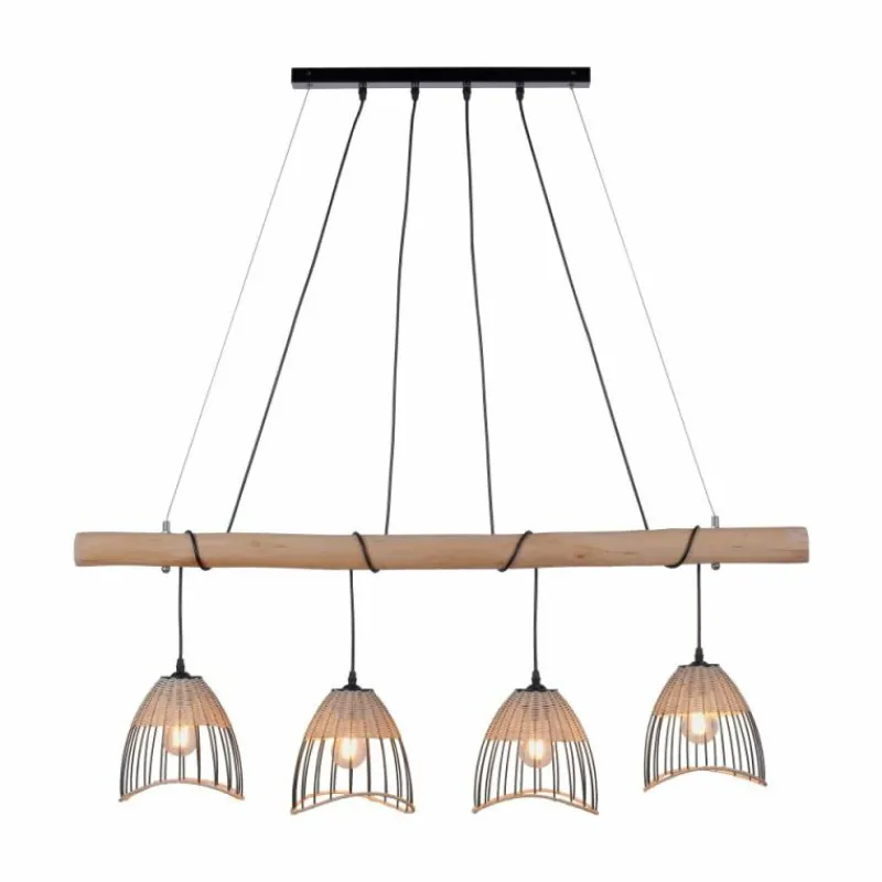Style Boho-Chic-Luminaires Leuchten Direkt Suspension Leuchten-Direkt REED Noir, 4 lumières