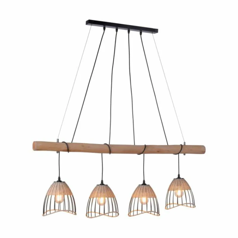 Style Boho-Chic-Luminaires Leuchten Direkt Suspension Leuchten-Direkt REED Noir, 4 lumières