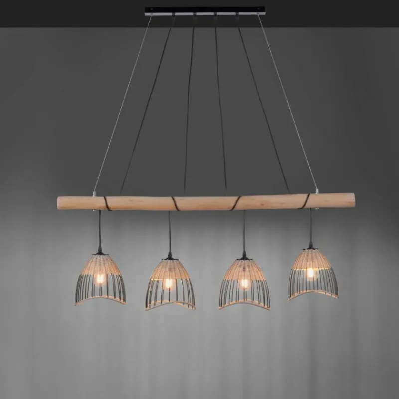 Style Boho-Chic-Luminaires Leuchten Direkt Suspension Leuchten-Direkt REED Noir, 4 lumières