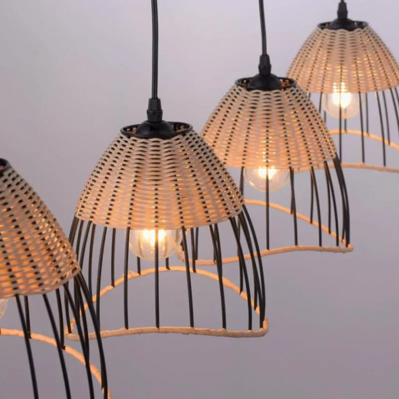Style Boho-Chic-Luminaires Leuchten Direkt Suspension Leuchten-Direkt REED Noir, 4 lumières