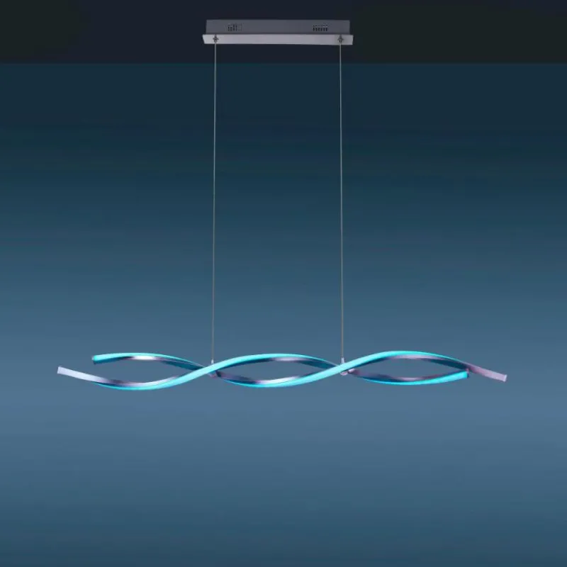 Luminaires Leuchten Direkt Suspension Leuchten-Direkt LOLAsmart-SWING LED Acier brossé, 2 lumières, Télécommandes, Changeur de couleurs