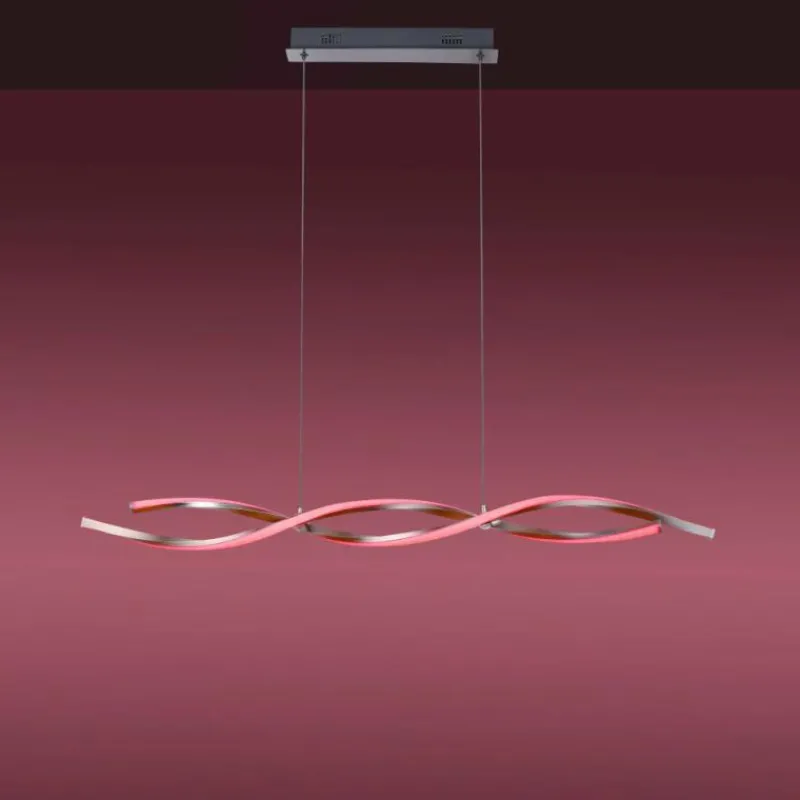 Luminaires Leuchten Direkt Suspension Leuchten-Direkt LOLAsmart-SWING LED Acier brossé, 2 lumières, Télécommandes, Changeur de couleurs