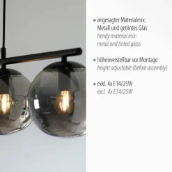 Suspension Verre Fumé-Luminaires Leuchten Direkt Suspension Leuchten-Direkt BIG WIDOW Noir, 4 lumières