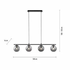 Suspension Verre Fumé-Luminaires Leuchten Direkt Suspension Leuchten-Direkt BIG WIDOW Noir, 4 lumières