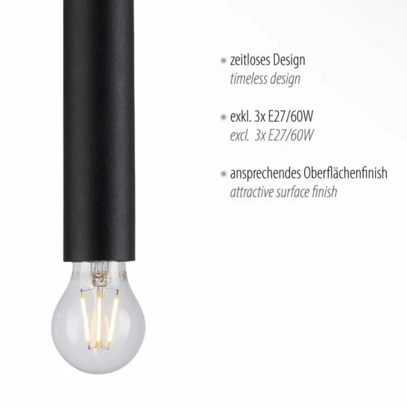 Luminaires Leuchten Direkt Suspension Leuchten-Direkt BRUNA Noir, 3 lumières* Suspensions