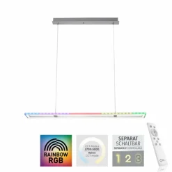 Luminaires Leuchten Direkt Suspension Leuchten-Direkt FELIX60 LED Acier brossé, 2 lumières, Télécommandes, Changeur de couleurs* Éclairage Led
