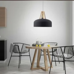 Lampes En Bois-Luminaires Leuchten Direkt Suspension Leuchten-Direkt HAREA Écru, Noir, 1 lumière
