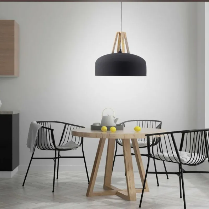 Lampes En Bois-Luminaires Leuchten Direkt Suspension Leuchten-Direkt HAREA Écru, Noir, 1 lumière
