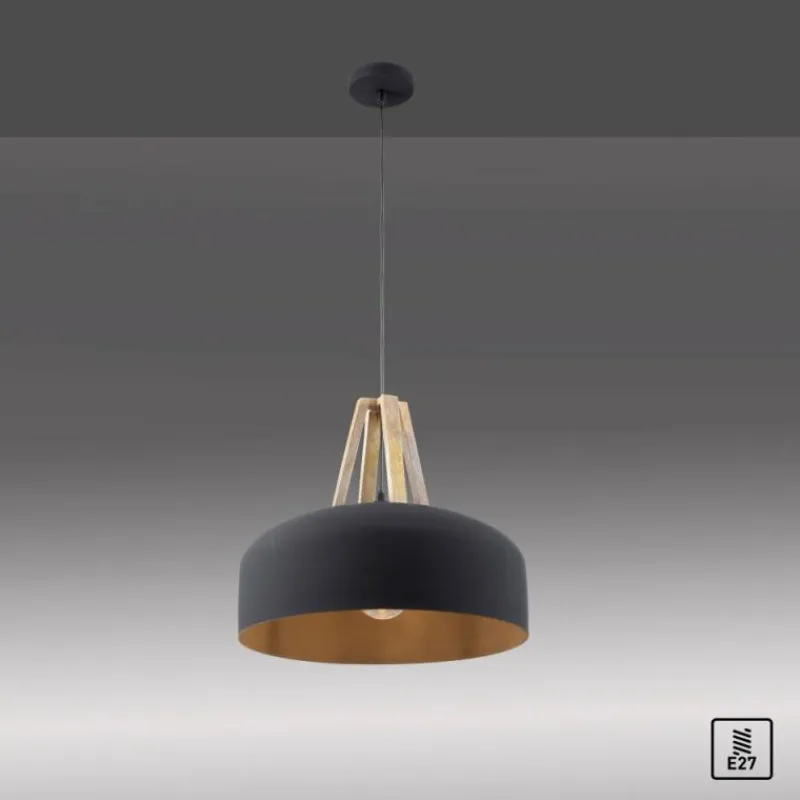 Lampes En Bois-Luminaires Leuchten Direkt Suspension Leuchten-Direkt HAREA Écru, Noir, 1 lumière