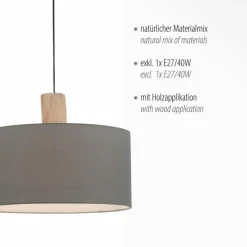 Lampes En Tissu-Luminaires Leuchten Direkt Suspension Leuchten-Direkt LINEN Écru, Noir, 1 lumière