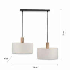 Lampes En Tissu-Luminaires Leuchten Direkt Suspension Leuchten-Direkt LINEN Écru, Noir, 2 lumières