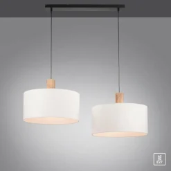 Lampes En Tissu-Luminaires Leuchten Direkt Suspension Leuchten-Direkt LINEN Écru, Noir, 2 lumières