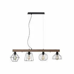 Lampes Vintages & Rétros-Luminaires Leuchten Direkt Suspension Leuchten-Direkt KASKA Bois foncé, Noir, 4 lumières