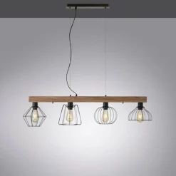 Lampes Vintages & Rétros-Luminaires Leuchten Direkt Suspension Leuchten-Direkt KASKA Bois foncé, Noir, 4 lumières