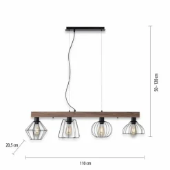 Lampes Vintages & Rétros-Luminaires Leuchten Direkt Suspension Leuchten-Direkt KASKA Bois foncé, Noir, 4 lumières