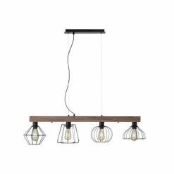 Lampes Vintages & Rétros-Luminaires Leuchten Direkt Suspension Leuchten-Direkt KASKA Bois foncé, Noir, 4 lumières