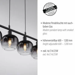 Suspension Verre Fumé-Luminaires Leuchten Direkt Suspension Leuchten-Direkt ZEA Noir, 4 lumières