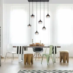 Suspension Verre Fumé-Luminaires Leuchten Direkt Suspension Leuchten-Direkt ZEA Noir, 6 lumières