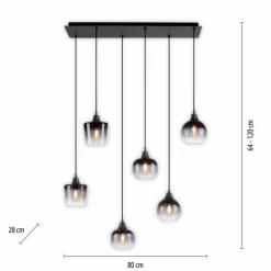 Suspension Verre Fumé-Luminaires Leuchten Direkt Suspension Leuchten-Direkt ZEA Noir, 6 lumières