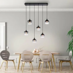 Suspension Verre Fumé-Luminaires Leuchten Direkt Suspension Leuchten-Direkt ZEA Noir, 6 lumières