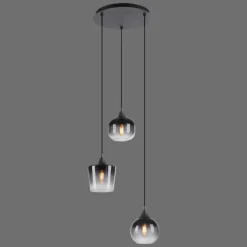 Suspension Verre Fumé-Luminaires Leuchten Direkt Suspension Leuchten-Direkt ZEA Noir, 3 lumières