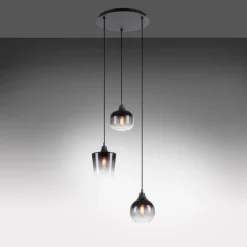 Suspension Verre Fumé-Luminaires Leuchten Direkt Suspension Leuchten-Direkt ZEA Noir, 3 lumières