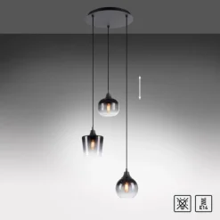 Suspension Verre Fumé-Luminaires Leuchten Direkt Suspension Leuchten-Direkt ZEA Noir, 3 lumières