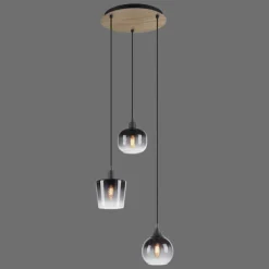 Suspension Verre Fumé-Luminaires Leuchten Direkt Suspension Leuchten-Direkt GREEN ZEA Écru, Noir, 3 lumières
