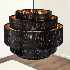 Lampes En Tissu-hofstein Suspension Liared Noir, 1 lumière