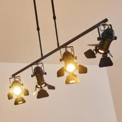 Lampes Industrielles-hofstein Suspension Lichinga Noir, 4 lumières